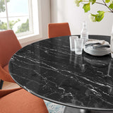 Lippa Black 60" Round Faux Marble Dining Table - Ornate Home