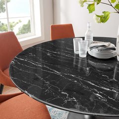 Lippa Black 60" Round Faux Marble Dining Table - Ornate Home