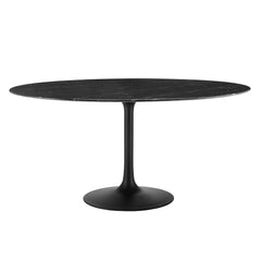 Lippa Black 60" Round Faux Marble Dining Table - Ornate Home