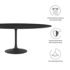 Lippa Black 78" Oval Faux Marble Dining Table - Ornate Home