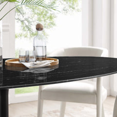 Lippa Black 78" Oval Faux Marble Dining Table - Ornate Home