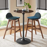 Lippa Black/Cherry Walnut 28" Round Wood Bar Table - Ornate Home