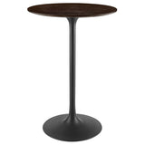 Lippa Black/Cherry Walnut 28" Round Wood Bar Table - Ornate Home