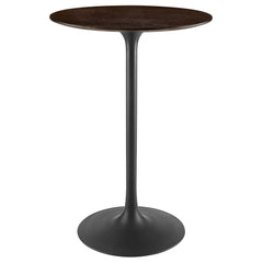 Lippa Black/Cherry Walnut 28" Round Wood Bar Table - Ornate Home