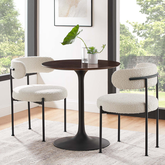 Lippa Black/Cherry Walnut 28" Round Wood Dining Table - Ornate Home