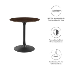 Lippa Black/Cherry Walnut 28" Round Wood Dining Table - Ornate Home