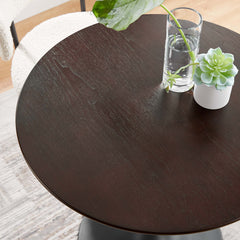 Lippa Black/Cherry Walnut 28" Round Wood Dining Table - Ornate Home