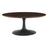 Lippa Black/Cherry Walnut 36" Round Wood Coffee Table - Ornate Home