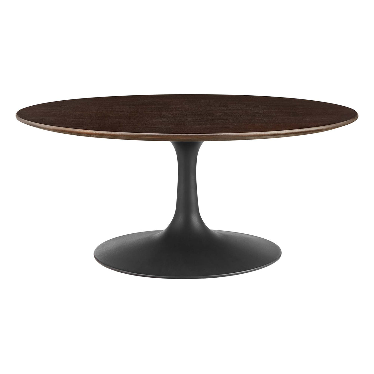 Lippa Black/Cherry Walnut 36" Round Wood Coffee Table - Ornate Home