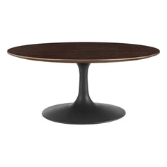 Lippa Black/Cherry Walnut 36" Round Wood Coffee Table - Ornate Home
