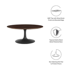 Lippa Black/Cherry Walnut 36" Round Wood Coffee Table - Ornate Home