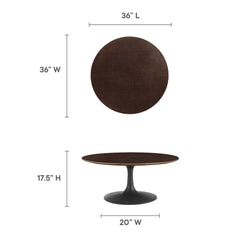 Lippa Black/Cherry Walnut 36" Round Wood Coffee Table - Ornate Home