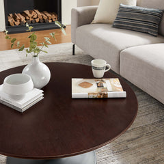 Lippa Black/Cherry Walnut 36" Round Wood Coffee Table - Ornate Home