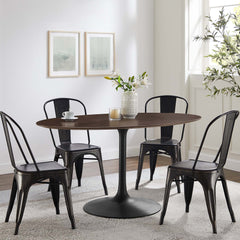 Lippa Black/Cherry Walnut 60" Oval Wood Dining Table - Ornate Home