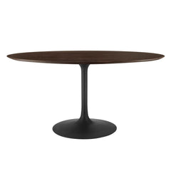 Lippa Black/Cherry Walnut 60" Oval Wood Dining Table - Ornate Home