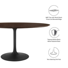 Lippa Black/Cherry Walnut 60" Oval Wood Dining Table - Ornate Home