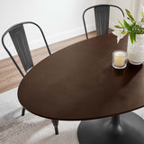 Lippa Black/Cherry Walnut 60" Oval Wood Dining Table - Ornate Home
