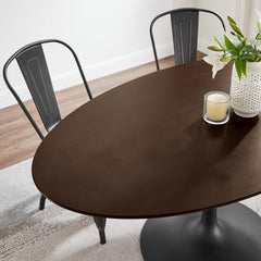 Lippa Black/Cherry Walnut 60" Oval Wood Dining Table - Ornate Home