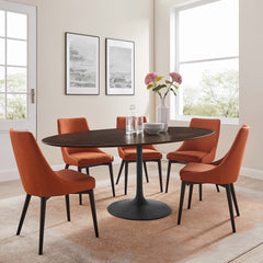 Lippa Black/Cherry Walnut 78" Oval Wood Dining Table - Ornate Home