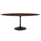 Lippa Black/Cherry Walnut 78" Oval Wood Dining Table - Ornate Home
