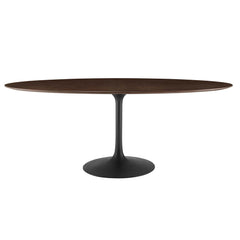 Lippa Black/Cherry Walnut 78" Oval Wood Dining Table - Ornate Home