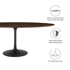 Lippa Black/Cherry Walnut 78" Oval Wood Dining Table - Ornate Home