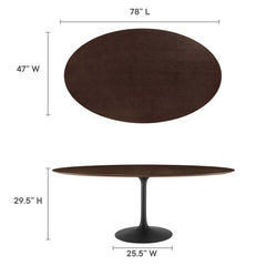 Lippa Black/Cherry Walnut 78" Oval Wood Dining Table - Ornate Home