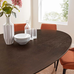 Lippa Black/Cherry Walnut 78" Oval Wood Dining Table - Ornate Home