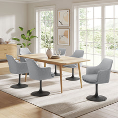 Lippa Black/Light Gray Swivel Dining Upholstered Armchair - Ornate Home