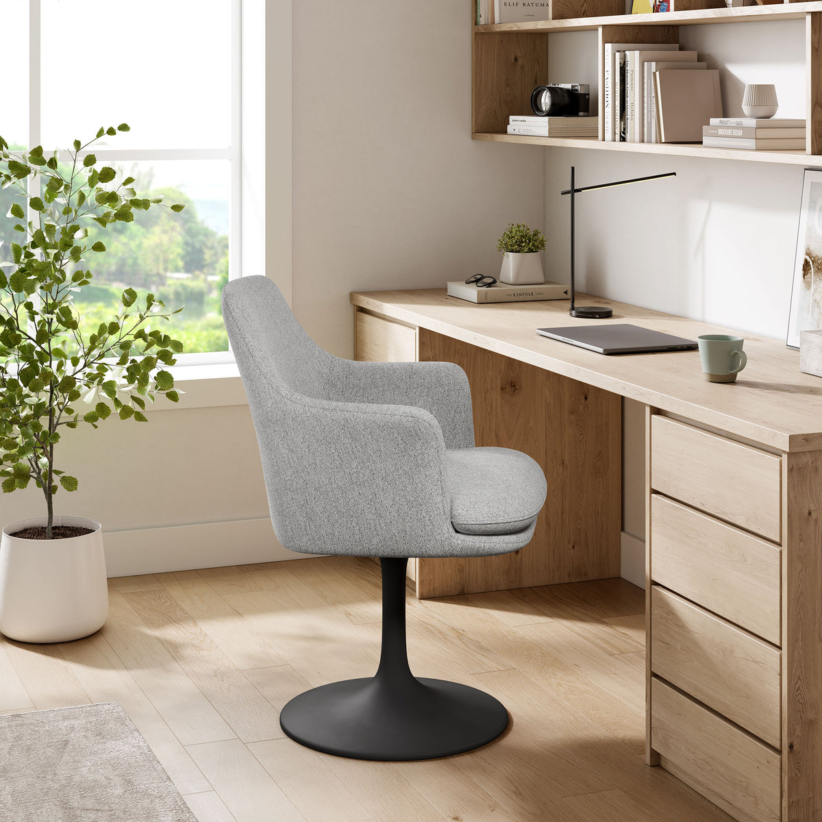 Lippa Black/Light Gray Swivel Dining Upholstered Armchair - Ornate Home