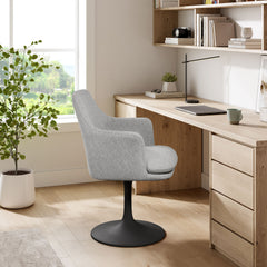 Lippa Black/Light Gray Swivel Dining Upholstered Armchair - Ornate Home