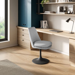 Lippa Black/Light Gray Swivel Dining Upholstered Side Chair - Ornate Home