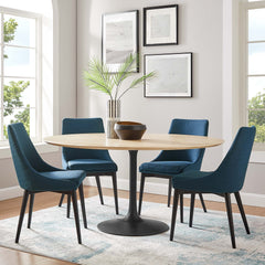 Lippa Black/Natural 60" Round Wood Dining Table - Ornate Home
