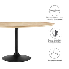 Lippa Black/Natural 60" Round Wood Dining Table - Ornate Home
