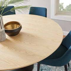 Lippa Black/Natural 60" Round Wood Dining Table - Ornate Home