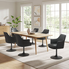 Lippa Black Swivel Dining Vegan Leather Armchair - Ornate Home