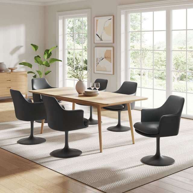 Lippa Black Swivel Dining Vegan Leather Armchair - Ornate Home