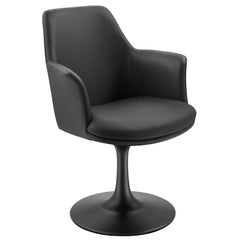 Lippa Black Swivel Dining Vegan Leather Armchair - Ornate Home
