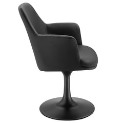 Lippa Black Swivel Dining Vegan Leather Armchair - Ornate Home