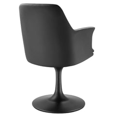 Lippa Black Swivel Dining Vegan Leather Armchair - Ornate Home