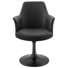 Lippa Black Swivel Dining Vegan Leather Armchair - Ornate Home
