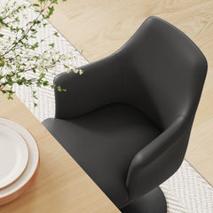 Lippa Black Swivel Dining Vegan Leather Armchair - Ornate Home