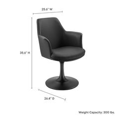 Lippa Black Swivel Dining Vegan Leather Armchair - Ornate Home