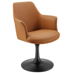 Lippa Black/Tan Swivel Dining Vegan Leather Armchair - Ornate Home