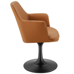 Lippa Black/Tan Swivel Dining Vegan Leather Armchair - Ornate Home