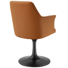 Lippa Black/Tan Swivel Dining Vegan Leather Armchair - Ornate Home