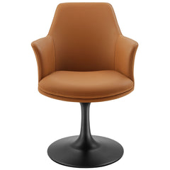Lippa Black/Tan Swivel Dining Vegan Leather Armchair - Ornate Home