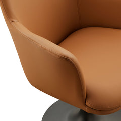 Lippa Black/Tan Swivel Dining Vegan Leather Armchair - Ornate Home