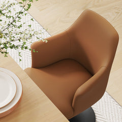 Lippa Black/Tan Swivel Dining Vegan Leather Armchair - Ornate Home