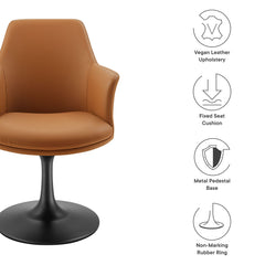 Lippa Black/Tan Swivel Dining Vegan Leather Armchair - Ornate Home